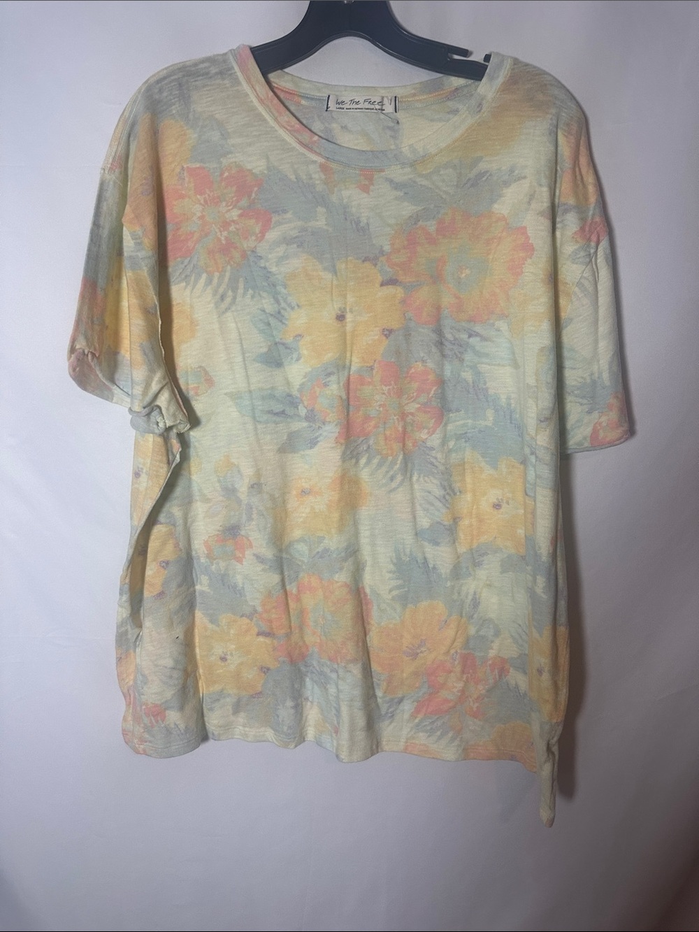We The Free Pastel Floral Short Sleeve Tee - Yellow, Pink, Blue